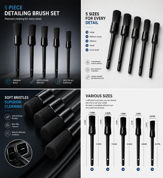 5PC Car Detailing Brush Kit