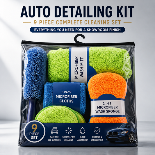 9-Piece Microfiber Car Cleaning Kit